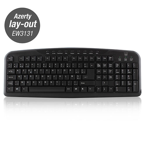 Ewent EW3131 Azerty Multimedia USB Toetsenbord Zwart
