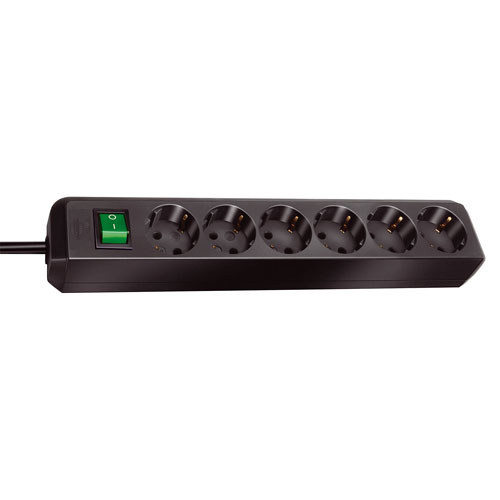 Brennenstuhl Eco-Line, 6-voudig Stekkerdoos (Stekkerblok met schakelaar en 1,5m kabel) zwart