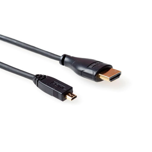 ACT AK3798 HDMI High Speed Ethernet Aansluitkabel HDMI A Male HDMI D (Micro HDMI) Male 2 meter