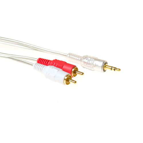 ACT AK2234 High Quality Aansluitkabel 1x 3,5mm Stereo Jack Male 2x Tulp Male 5 meter