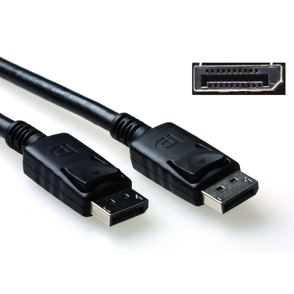 ACT AK3978 4K DisplayPort kabel | Male/Male | Power Pin 20 aangesloten | Zwart | 1 meter