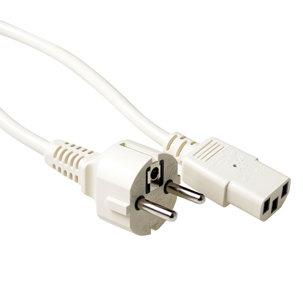 ACT AK5009 230V Aansluitkabel CEE7/7 male/C13 Wit - 2,5 meter
