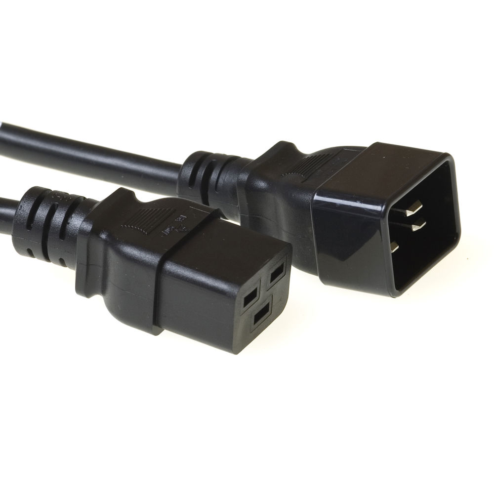 ACT AK5086 230V Verlengkabel C19/C20 Zwart - 1,2 meter