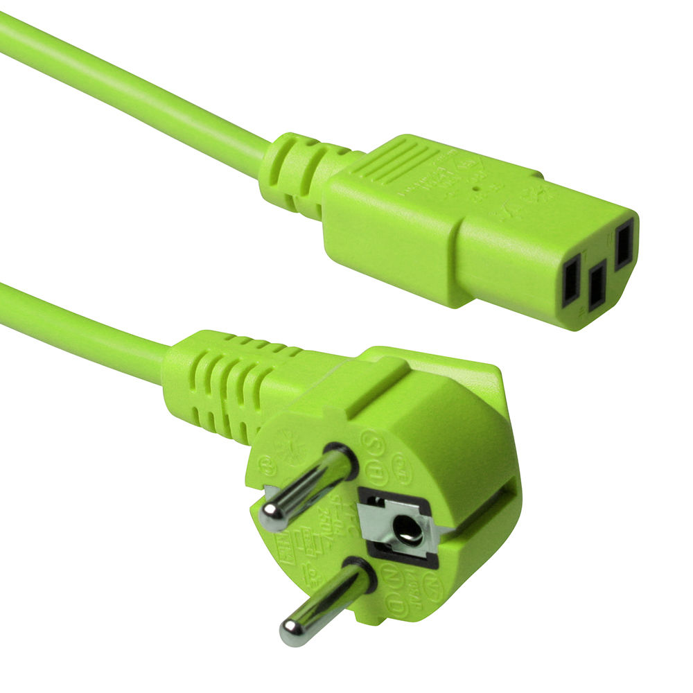 ACT AK5138 230V Stroomkabel Schuko CEE7/7 Male (Haaks)/C13 Groen - 1,8 meter