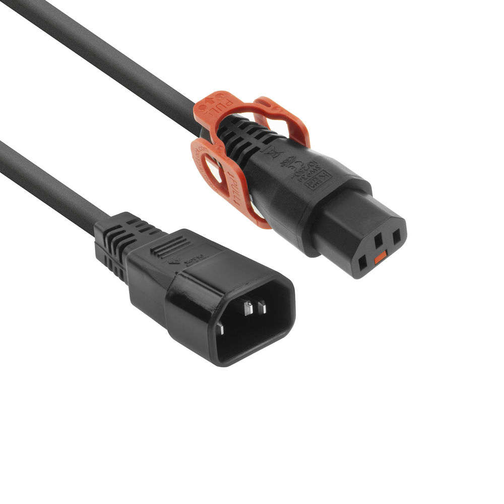 ACT AK5153 230V Stroomkabel C13 IEC Lock+/C14 Zwart - 50 cm