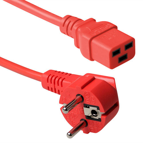ACT AK5167 Netsnoer Schuko CEE 7/7 male (haaks) | C19 | Rood | 60 cm