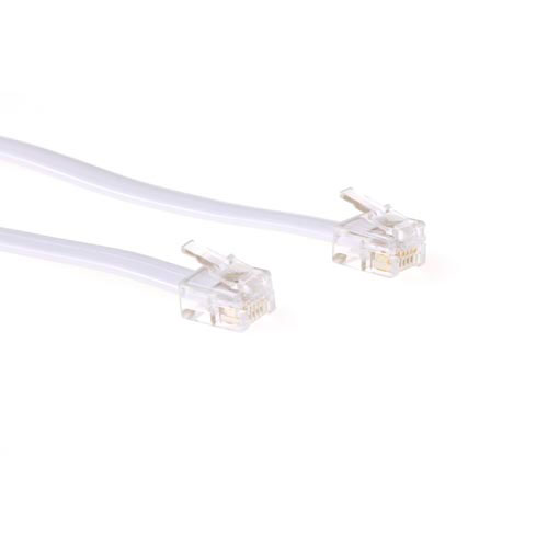 ACT TD5602 Platte Telefoonkabel | RJ12 connectoren | Wit | 2 meter