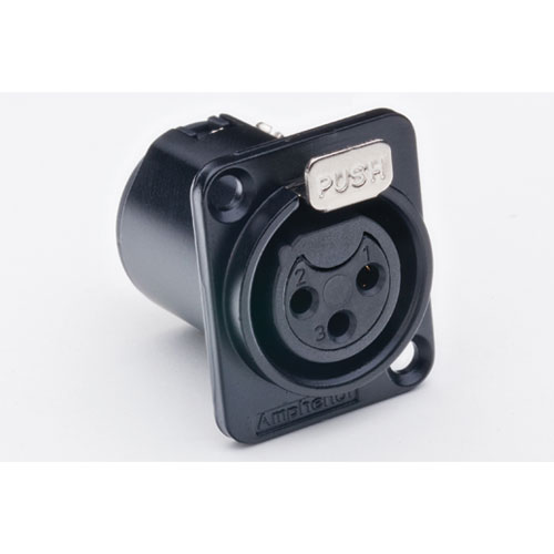 Amphenol AC3FDZB 3 polige XLR chassisdeel female in type D en zwart