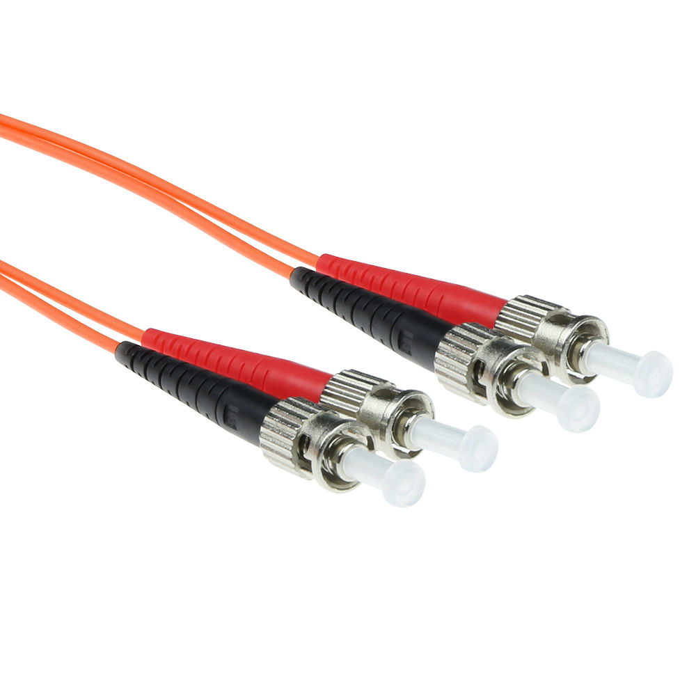 ACT RL1501 Glasvezel Duplex Patchkabel | LSZH | Multimode | 50/125 | OM2 | ST Connectoren | 1 meter
