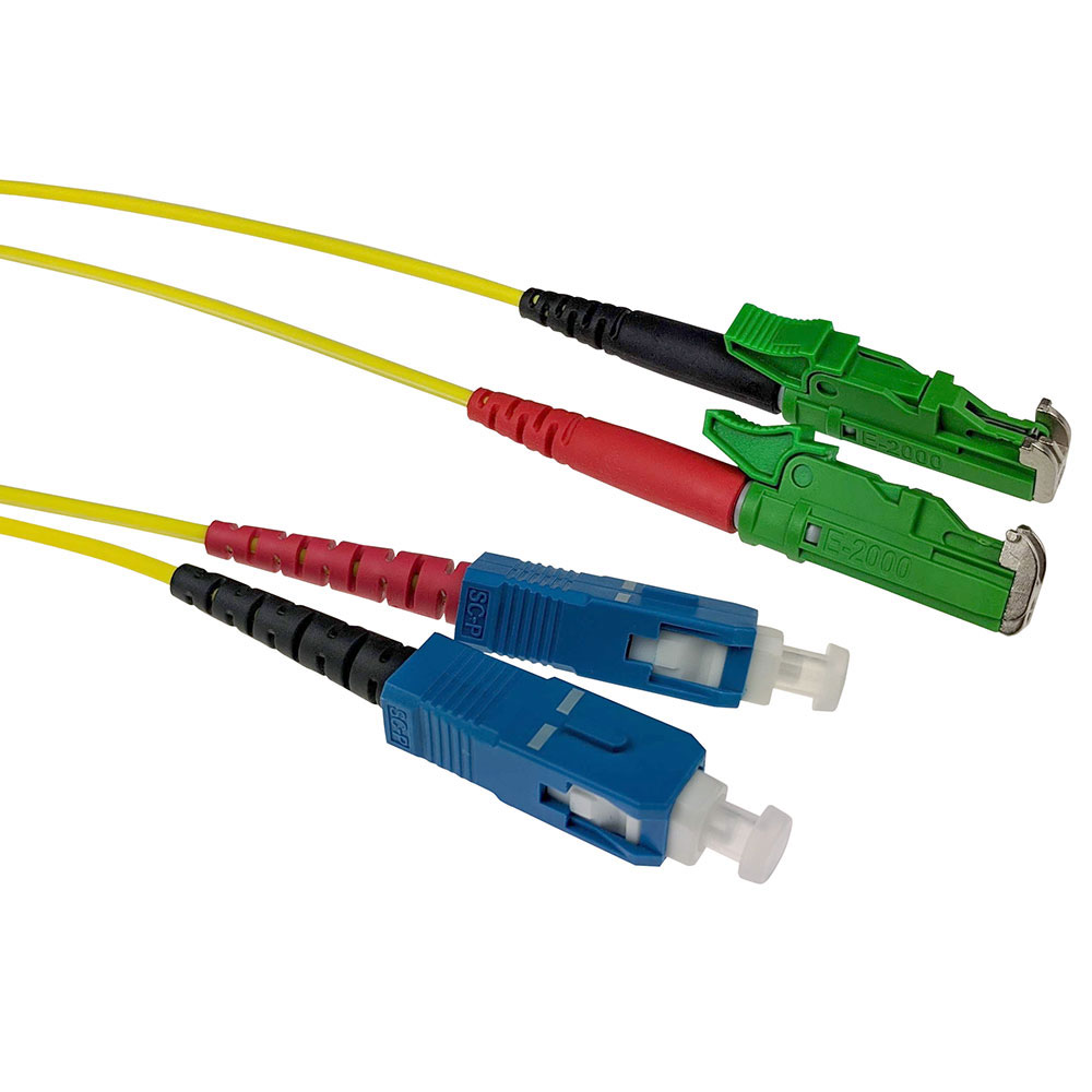 ACT RL3102 Glasvezel Patchkabel Duplex LSZH Singlemode E2000 APC SC UPC 9 125µm OS2 2 meter