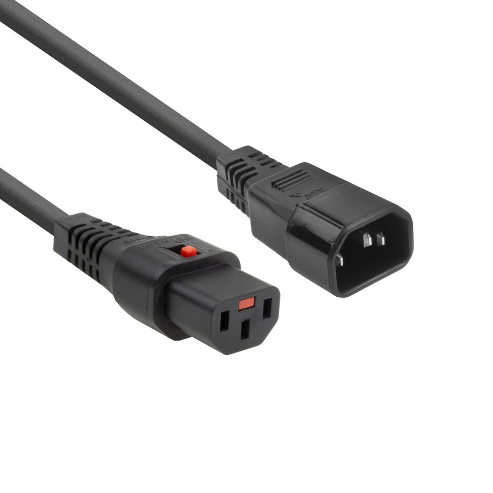 IEC Lock PC1003 230V Stroomkabel C13 Lockable C14 Zwart 1,5 meter