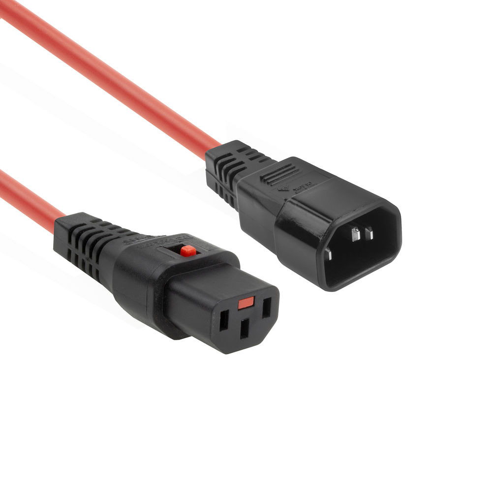 IEC Lock PC1384 230V Stroomkabel C13 Lockable C14 Rood 50 cm