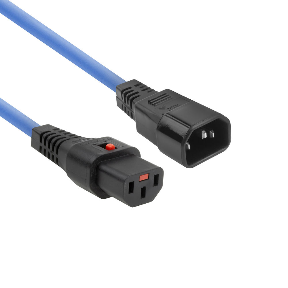 ACT AK5199 Netsnoer C13 IEC Lock | C14 | Blauw | 1,5 meter