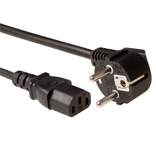 ACT AK5209 230V LSZH Stroomkabel Schuko CEE7/7 Male (Haaks)/C13 Zwart - 1 meter