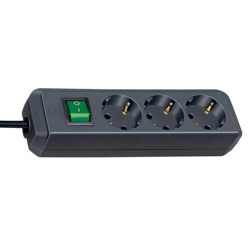 Brennenstuhl 1152300015 Eco Line PDU Stekkerdoos 3 Sockets met Schakelaar Zwart 1,5 meter