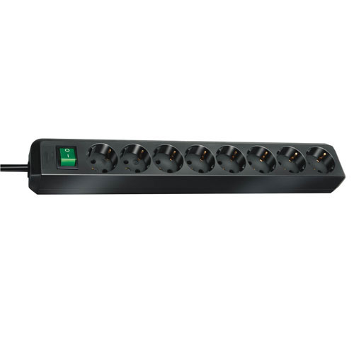 Brennenstuhl Eco-Line 8-voudig Stekkerdoos (Stekkerblok met schakelaar en 3m kabel) zwart