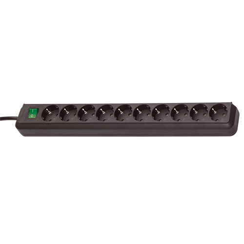 Eco-Line stekkerdoos met schakelaar 10-voudig zwart 3m H05VV-F 3G1,5