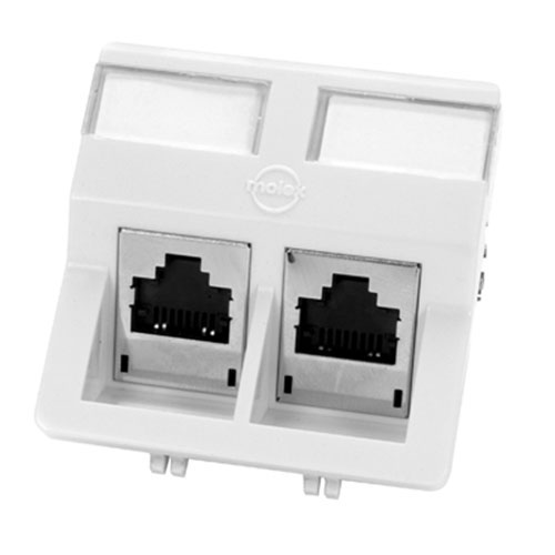 Molex WNC 00037 02 Molex PowerCAT 6 shielded 2 x RJ45 inbouw module, wit, 50 x 50 mm