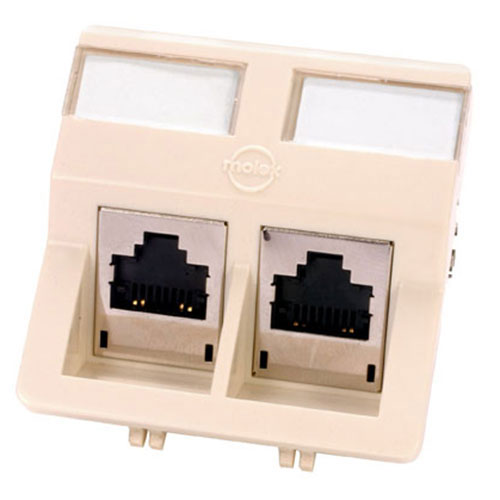 Molex WNC 00037 06 Molex PowerCAT 6 shielded 2 x RJ45 inbouw module, beige, 50 x 50 mm