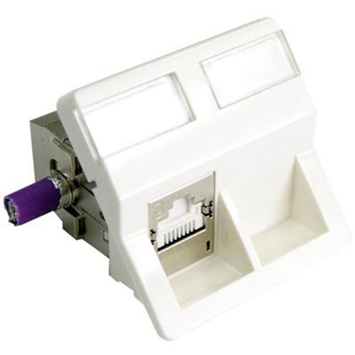 Molex WNC 00050 02 Molex PowerCAT 6A 1 x RJ45 shielded inbouw module, wit , 50 x 50 mm, zij ingang