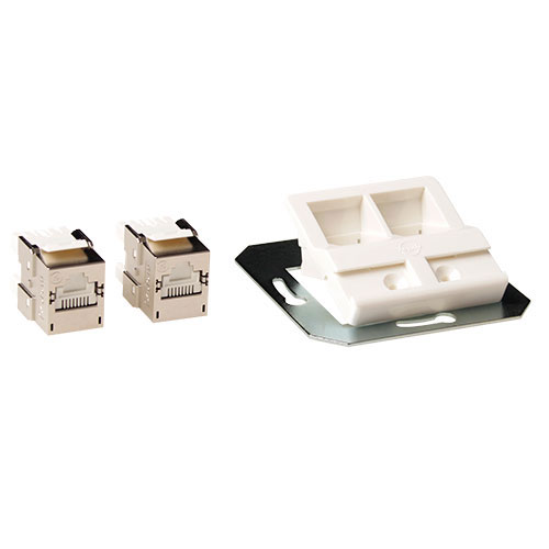 Molex WNC 00051 02 Molex PowerCAT 6A 2 x RJ45 shielded inbouw module, wit , 50 x 50 mm, zij ingang
