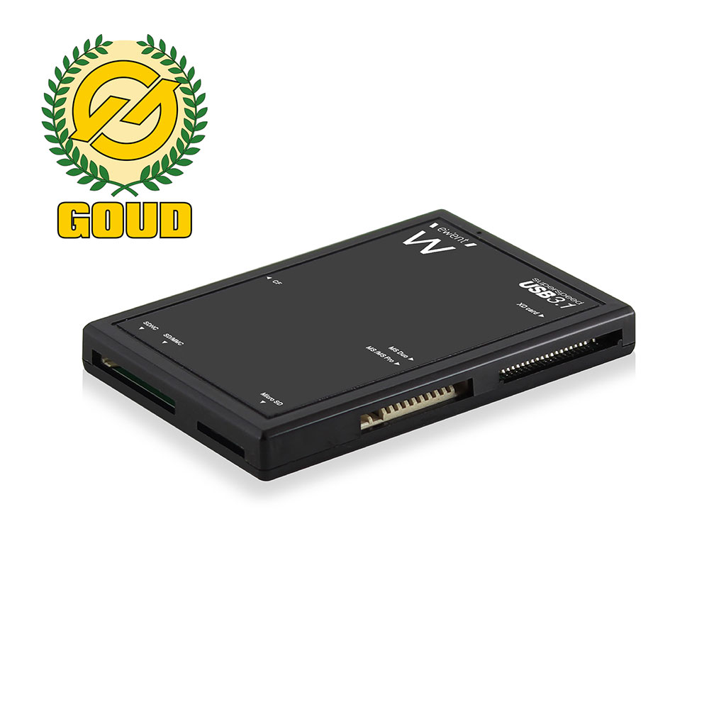 Ewent EW1074 Externe USB 3.0 SD microSD Kaartlezer USB 3.1 Gen 1 Zwart