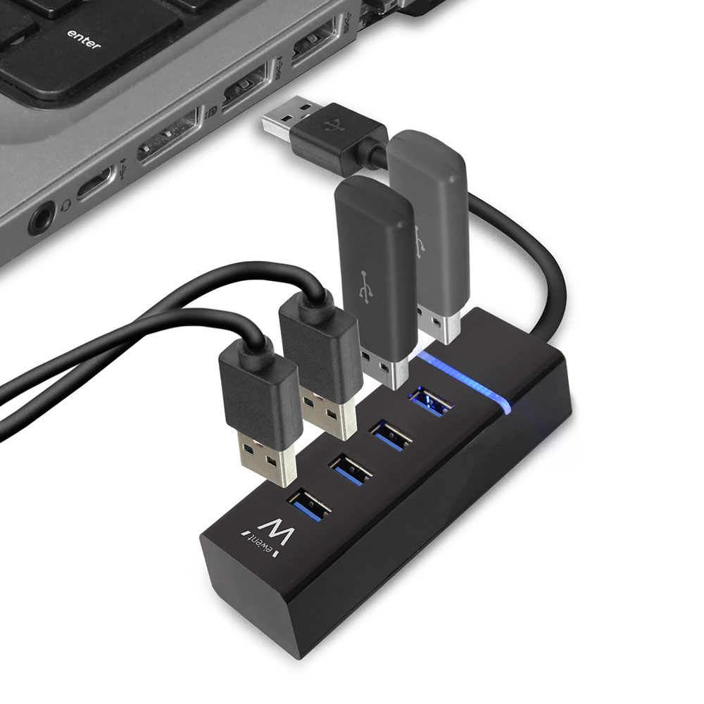 Ewent EW1133 4 Poorts USB 3.1 Gen1 (USB 3.0) HUB Zwart