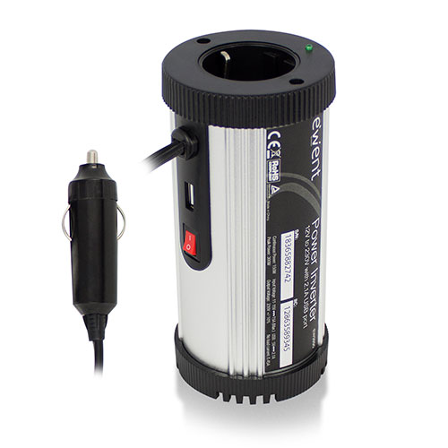 Ewent EW3990 12 Volt Omvormer 230V 150W met 2.1A USB Poort
