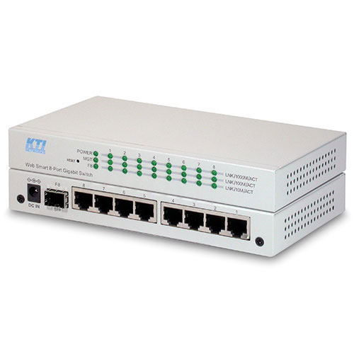KTI Networks KGS-810F Ver. B Ethernet Switch Managed 8-Poorts L2 Gigabit met 1 Gbe SFP Poort