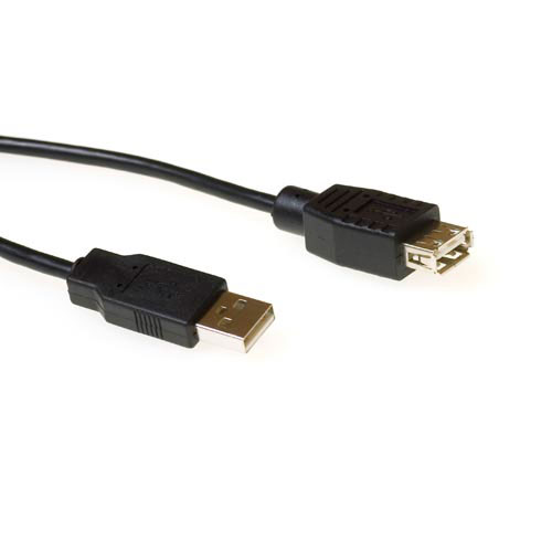 ACT SB2250 USB 2.0 A Male USB A Female Zwart 5 meter