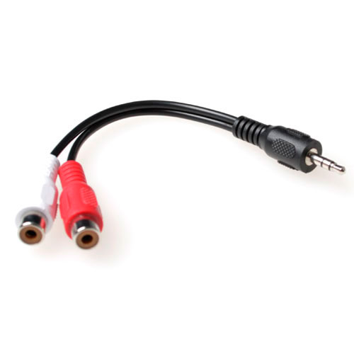 ACT AK2026 Audio Verloopkabel 1 x 3,5mm Stereo Jack Male 2x Tulp Female 15 cm