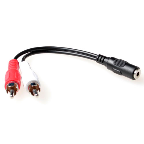 ACT AK2027 Audio Verloopkabel 3,5mm Stereo Jack Male 2x Tulp Male 15 cm