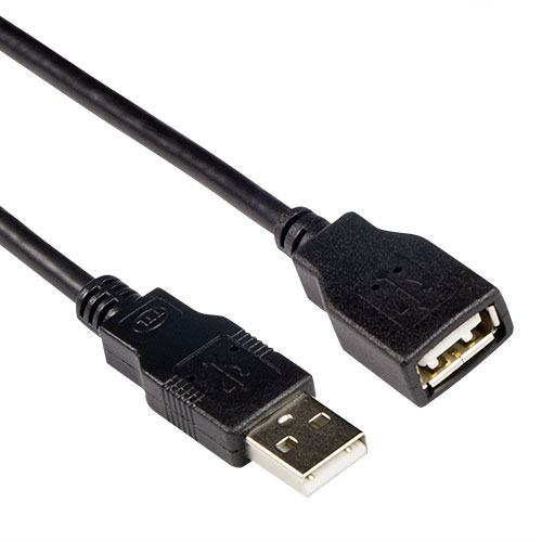 ACT SB0036 USB 2.0 A Male USB A Female Zwart 3 meter