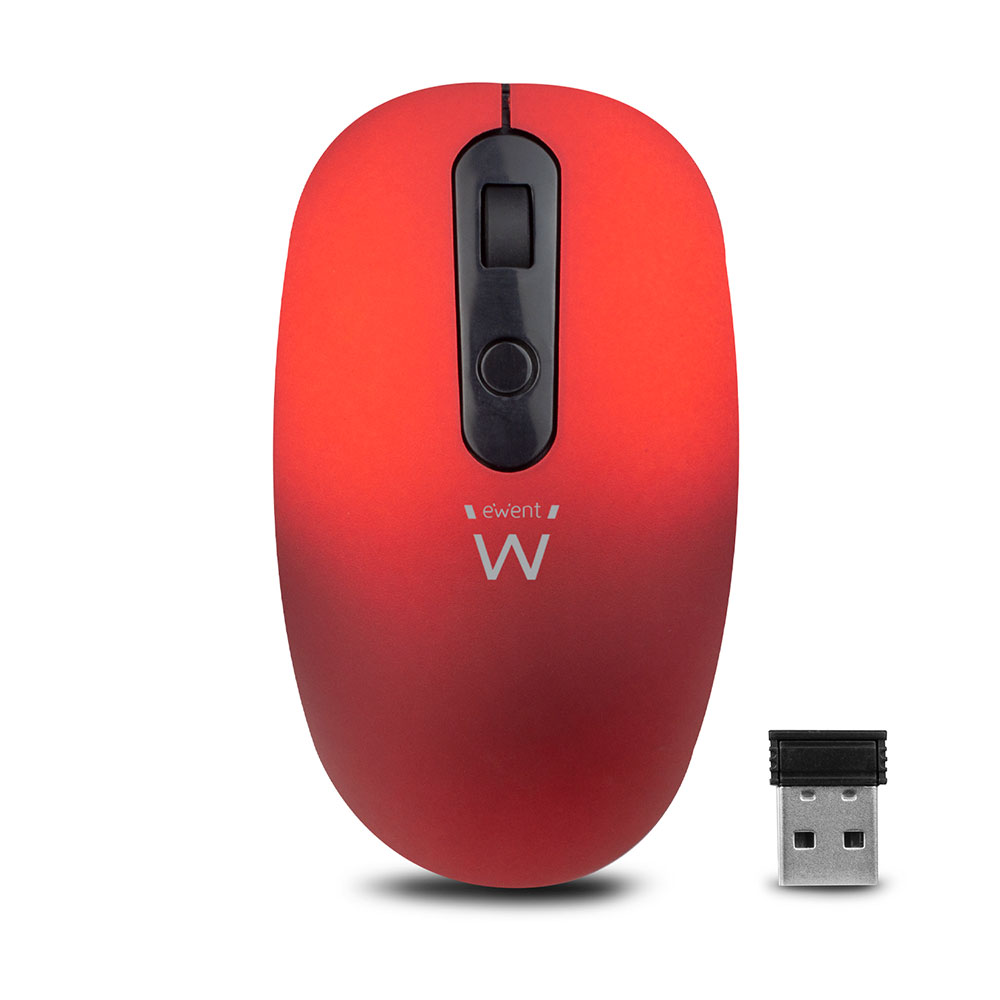 Ewent EW3227 Draadloze Muis USB Nano Ontvanger 1000dpi Rood