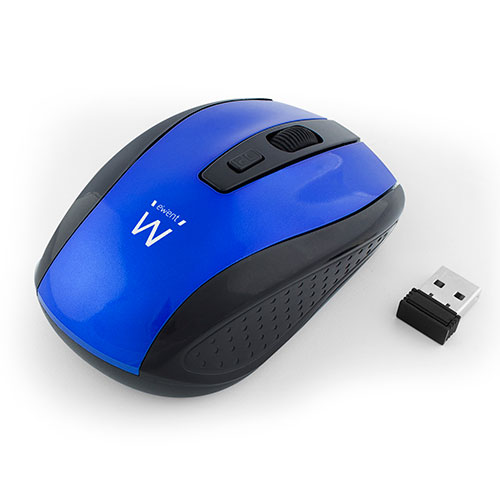 Ewent EW3238 Draadloze Muis USB Nano Ontvanger 1000 1600dpi Blauw