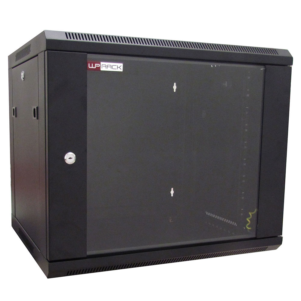 WP Rack WPN RWB 06605 B Wandbehuizing Glasdeur 6 HE Zwart 600x370x500mm (BxHxD)