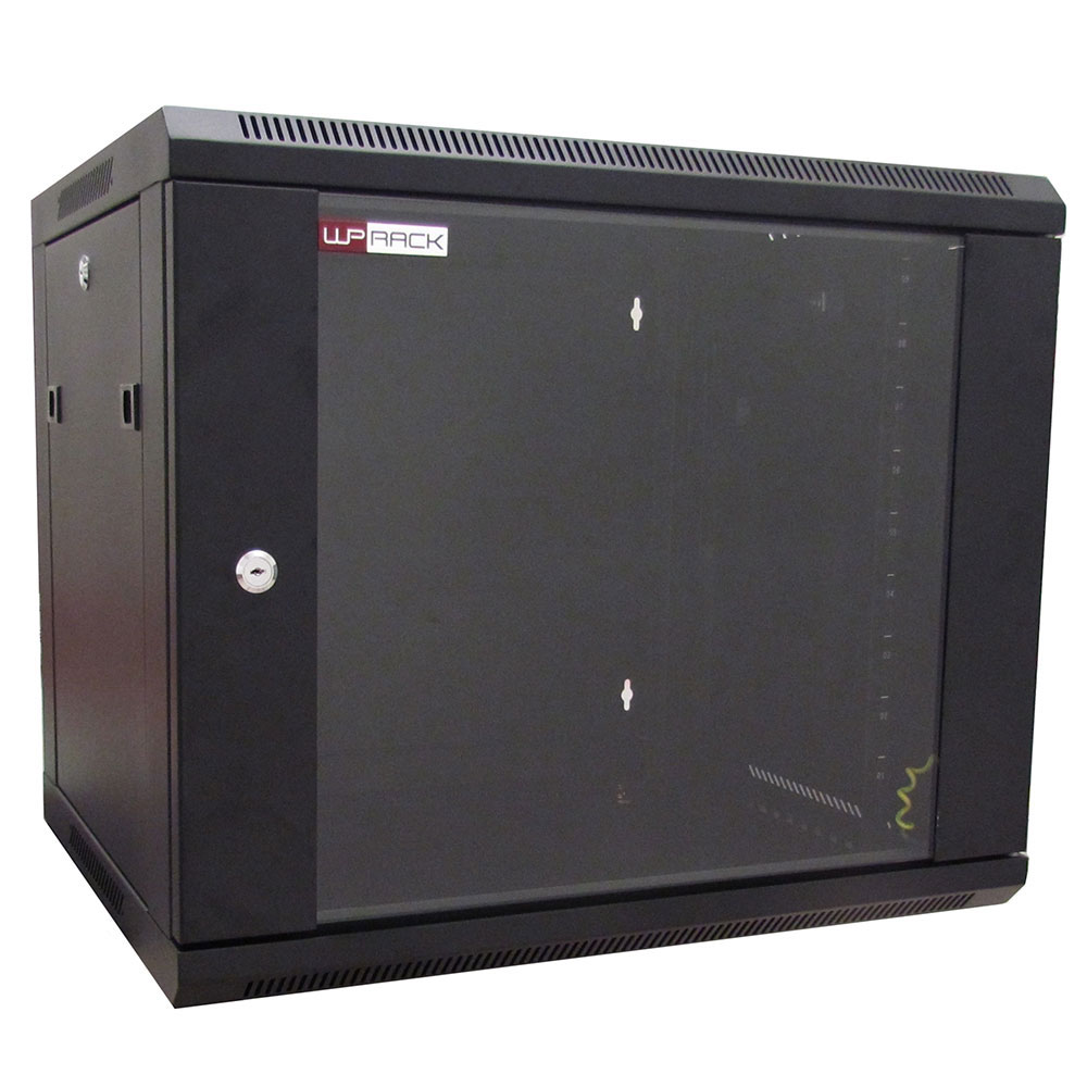WP Rack WPN-RWB-12605-B Wandbehuizing Glasdeur 6 HE Zwart - 600x635x500mm (BxHxD)