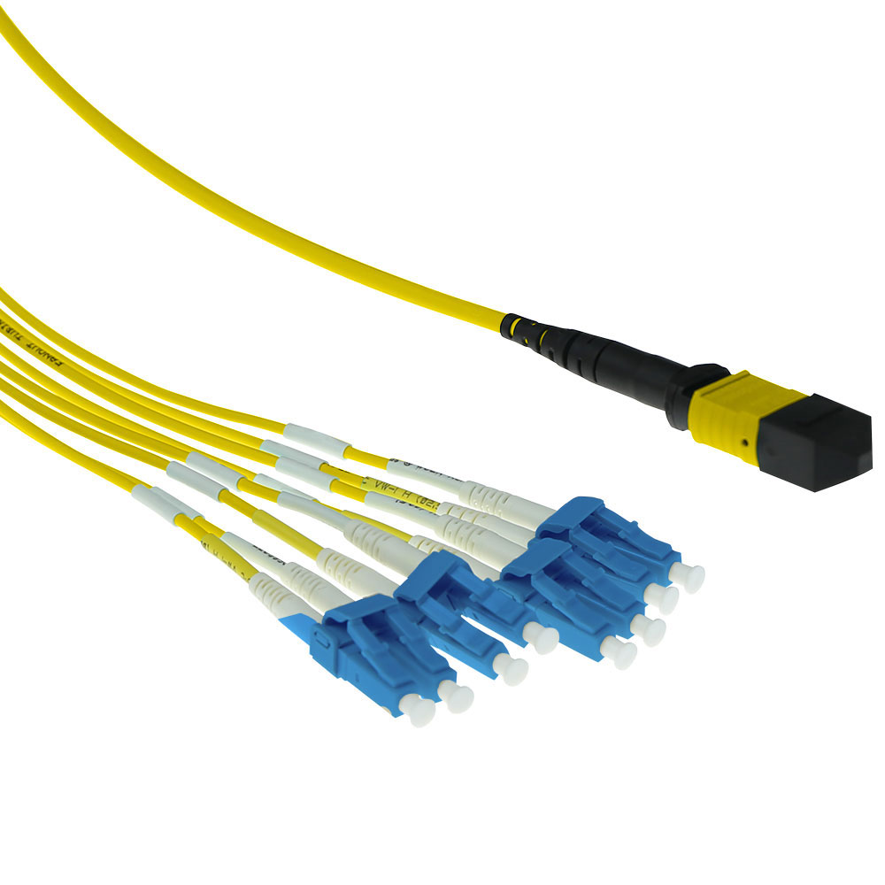 ACT RL7862 9 125 OS2 Fanout Patchkabel 1x MTP Female 4x LC Duplex 8 Vezels 2 meter