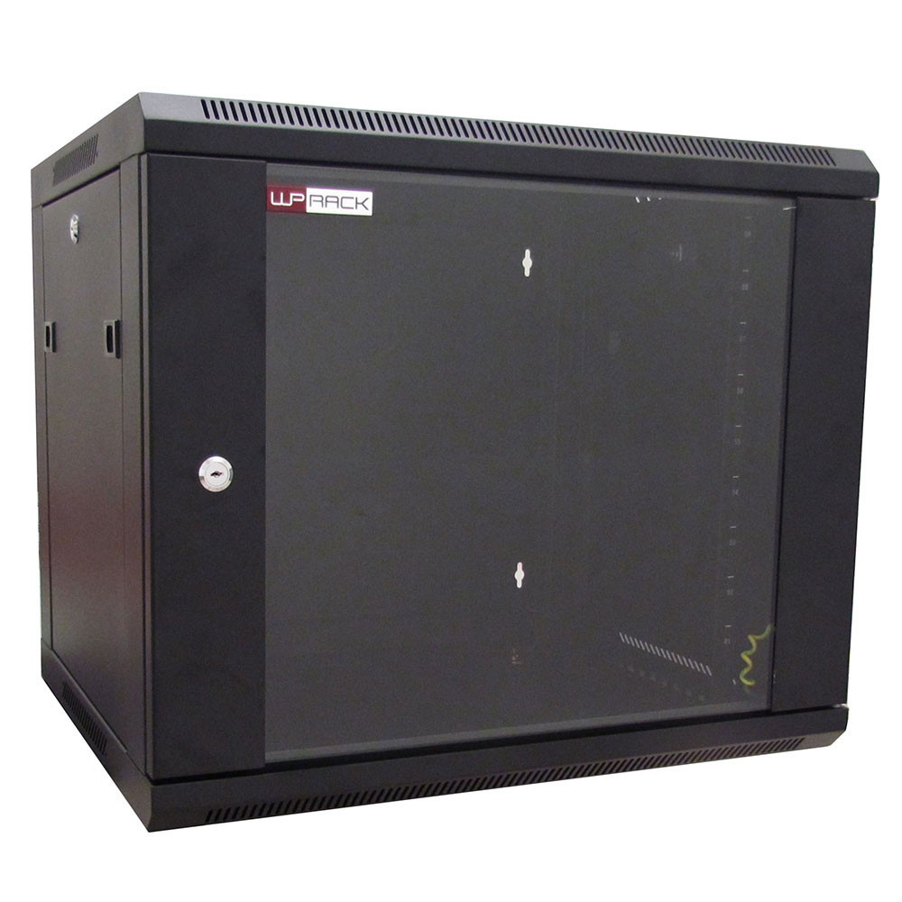 WP Rack WPN-RWB-15606-B Wandbehuizing Glasdeur 6 HE Zwart - 600x770x600mm (BxHxD)