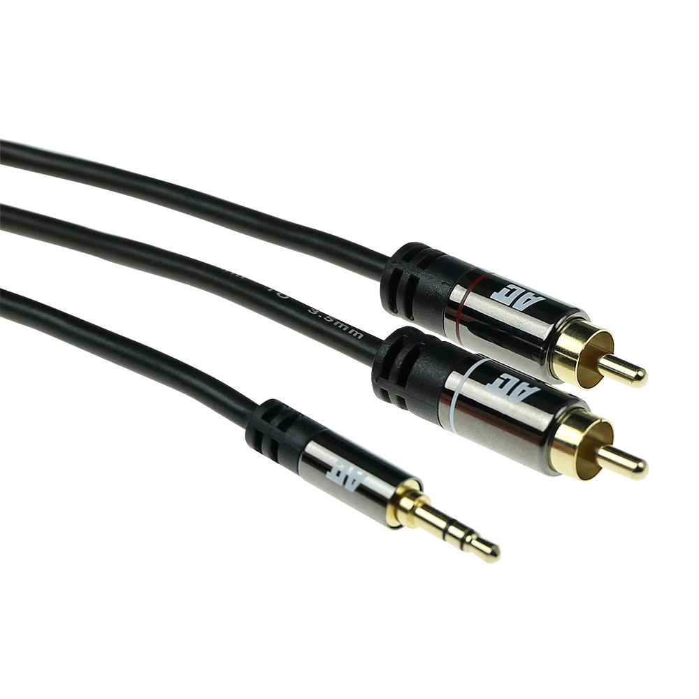 ACT AK6234 High Quality Audio Aansluitkabel 1x 3,5mm Stereo Jack Male/2x Tulp Male - 5 meter