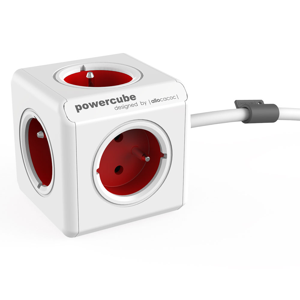 Allocacoc 6300RD BEEXPC PowerCube Extended Smarthome 4 Sockets Type E Wit Rood 1,5 meter