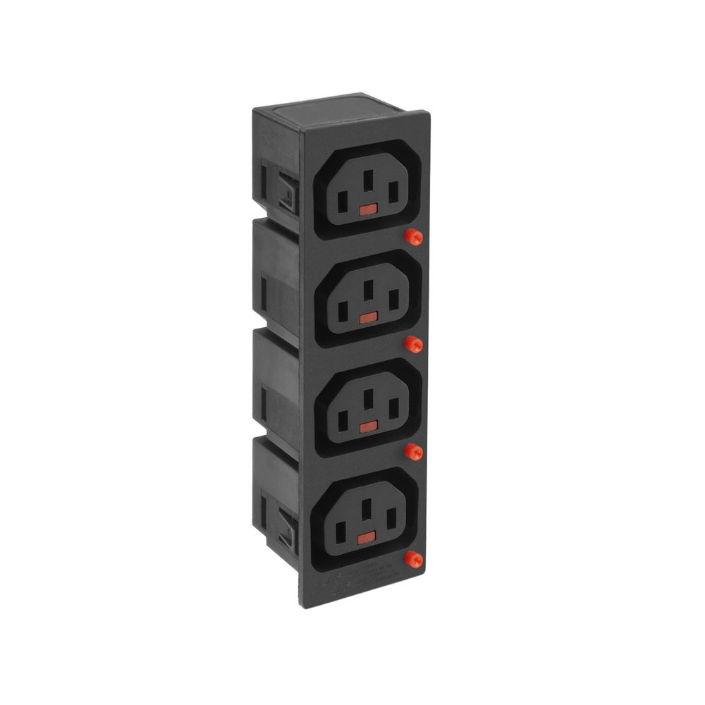 ACT STF074 C13 IEC Lock Net Entree (4x uitgang) | Zwart