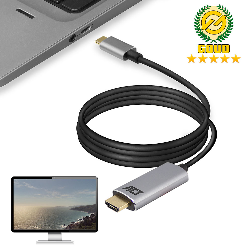 ACT AC7015 USB C naar HDMI (m) Aansluitkabel 4K @ 60Hz 1,8 meter