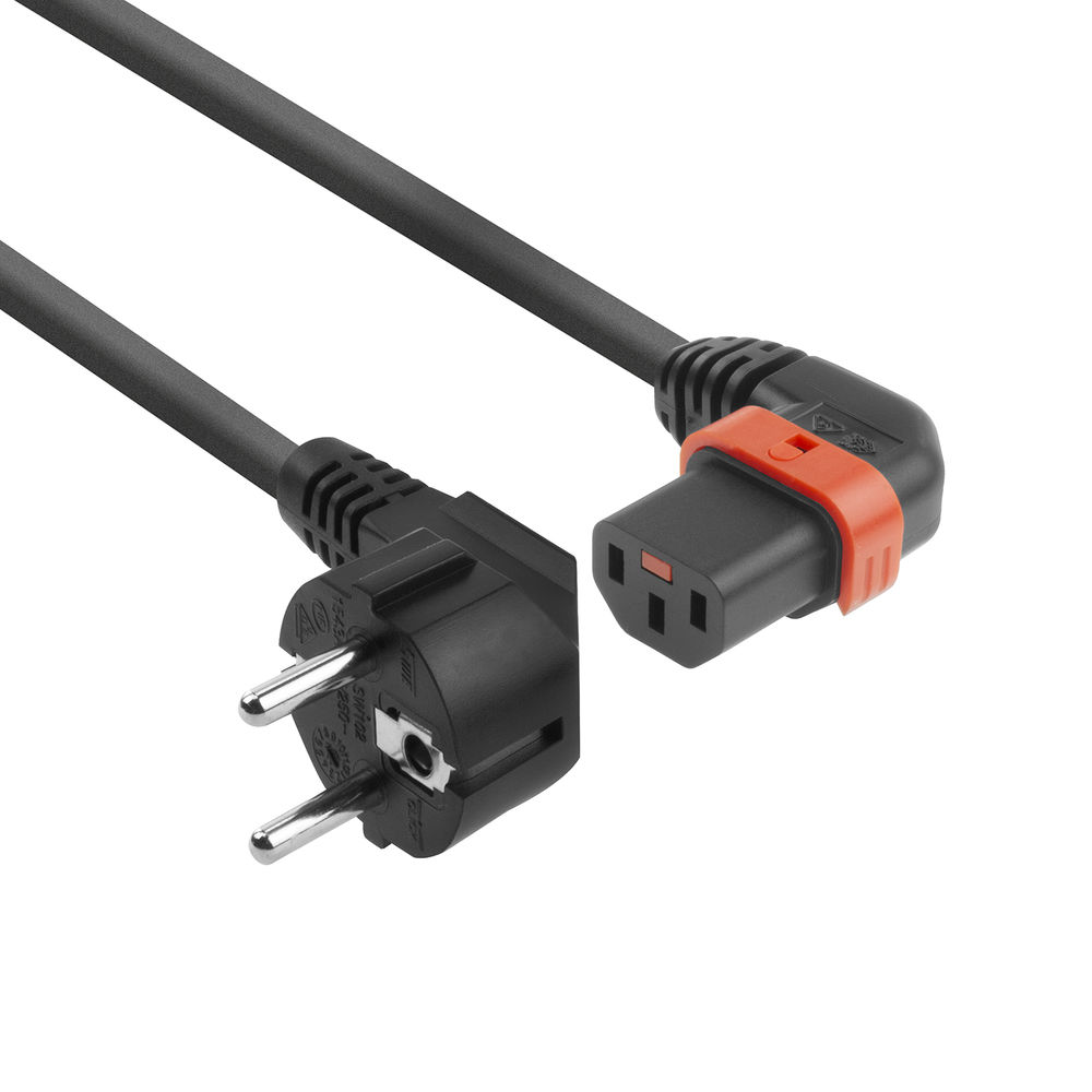 IEC Lock EL447S 230V Stroomkabel CEE7 7 (Haaks) Lockable Zwart 1 meter