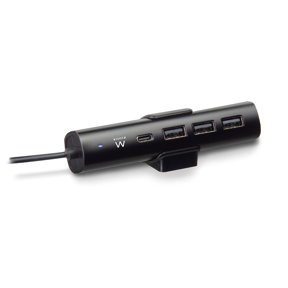 Ewent EW1317 USB Lader 36W 4 Poorts met 1 USB C Power Delivery en 3 USB A Poorten Smart IC Oplader Zwart