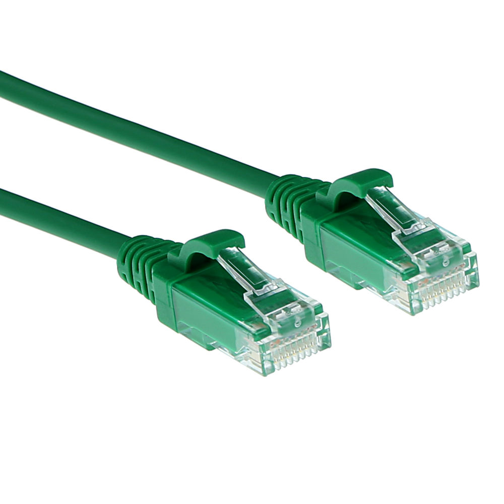ACT DC9752 LSZH U/UTP CAT6 Datacenter Slimline Patchkabel Snagless | RJ45 Connectoren| Groen | 25 cm