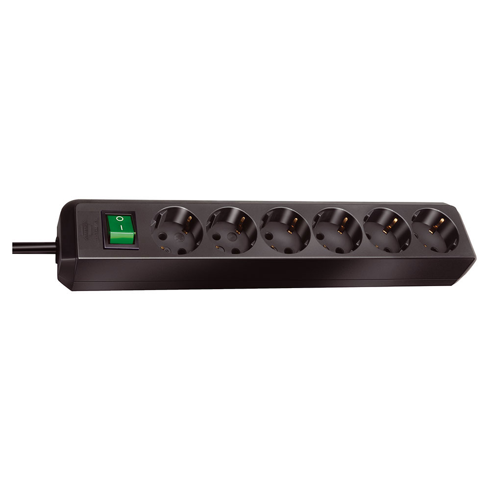 Brennenstuhl 1159500400 Stekkerdoos Eco Line 6 Sockets met Schakelaar Zwart 3 meter