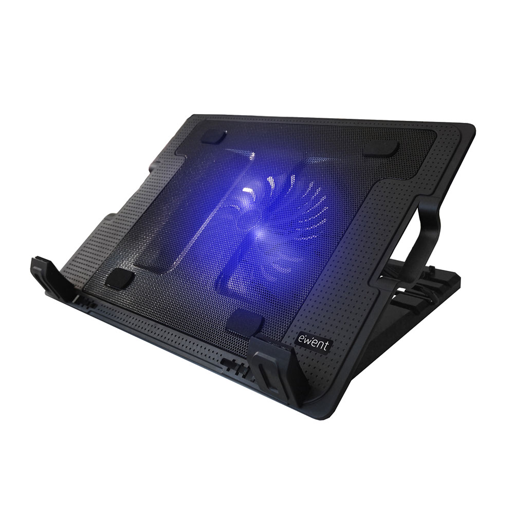 Ewent EW1258 Laptopstandaard tot 17 2x USB LED Ventilator Zwart