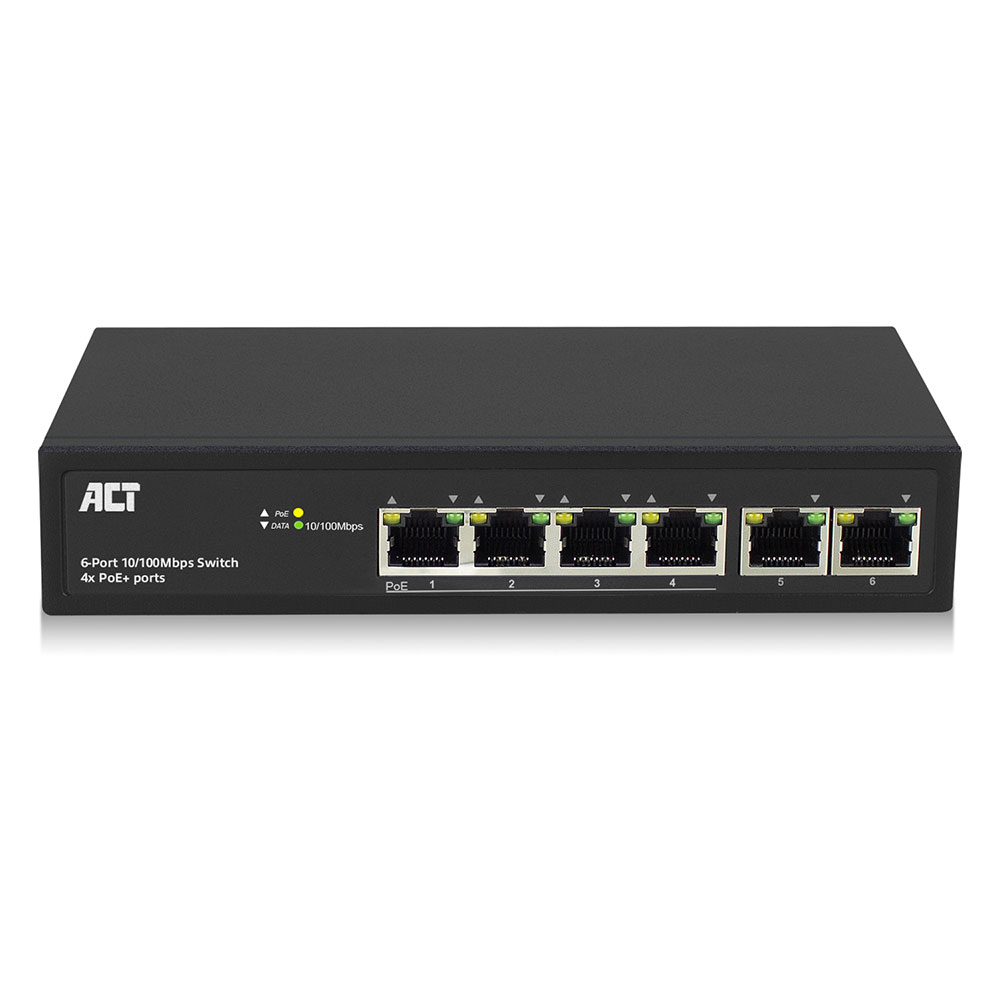 ACT AC4430 Ethernetswitch 6 Poorts 10 100Mbps 4xPoE