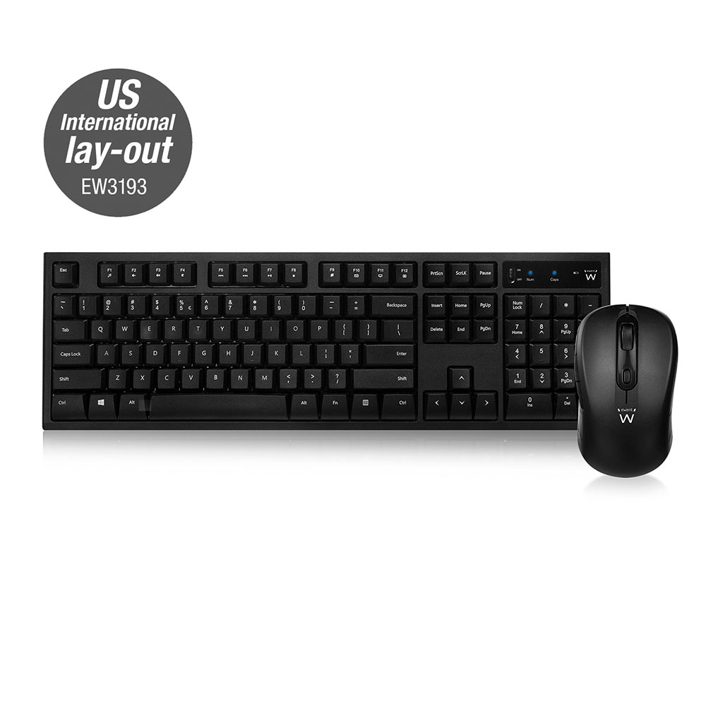 Ewent EW3193 Draadloos Qwerty Toetsenbord inclusief Muis